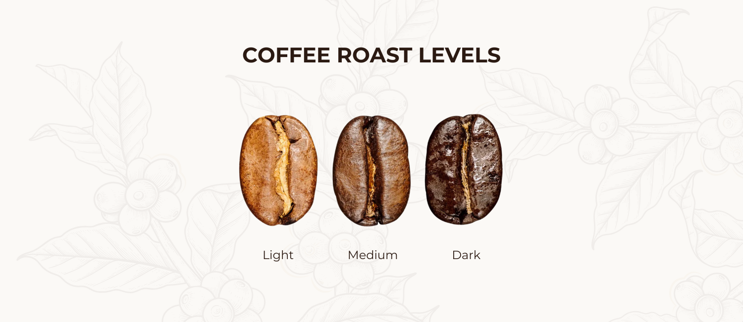 Coffee roast levels: Light, Medium, Dark